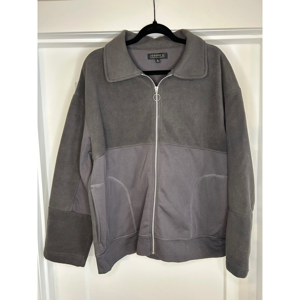Joseph A Gray Mixed Media Fleece Full Zip Jacket Mens Large JA108446EB